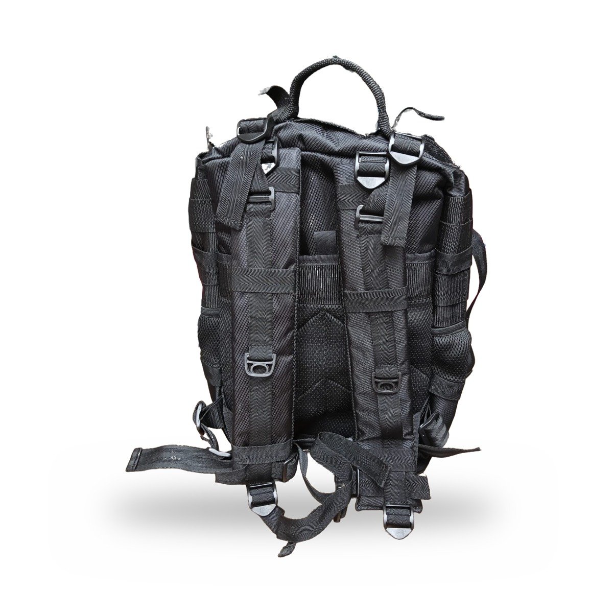 Morral táctico negro Manos de Monte, espaldar y cargueras
